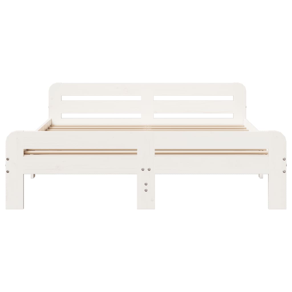 Cadre de lit sans matelas blanc 150x200 cm bois de pin massif - XIOS