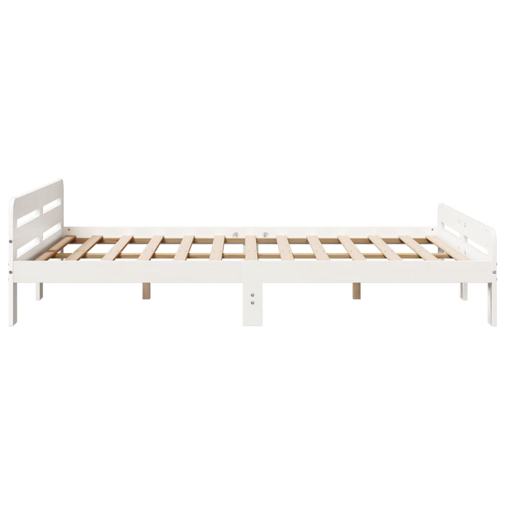 Cadre de lit sans matelas blanc 150x200 cm bois de pin massif - XIOS