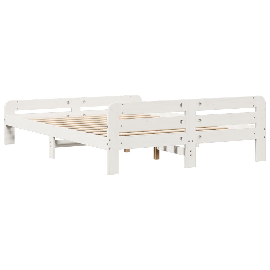 Cadre de lit sans matelas blanc 150x200 cm bois de pin massif - XIOS