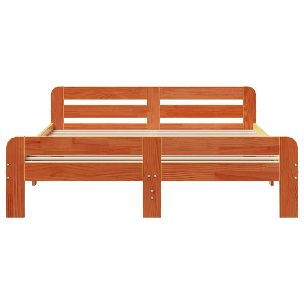 Cadre de lit sans matelas cire marron 140x200cm bois pin massif - XIOS