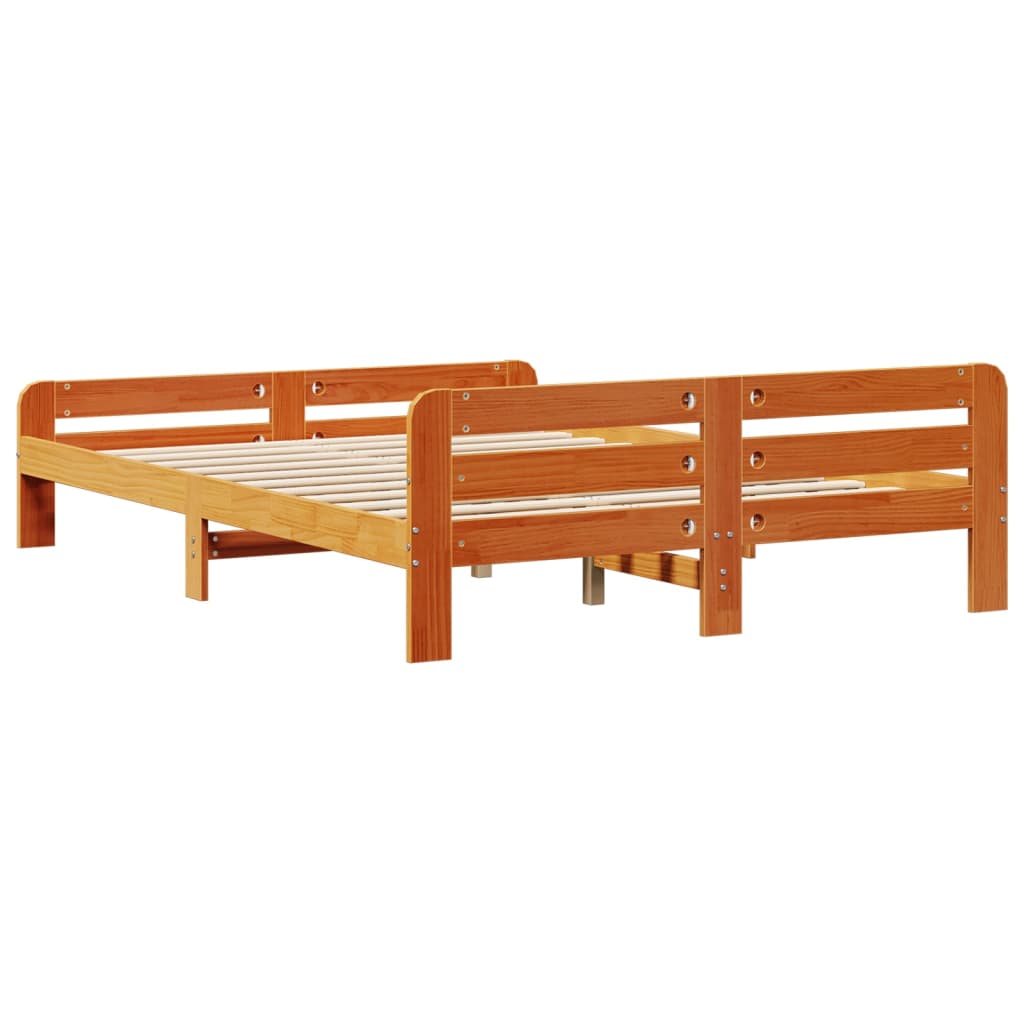Cadre de lit sans matelas cire marron 140x200cm bois pin massif - XIOS