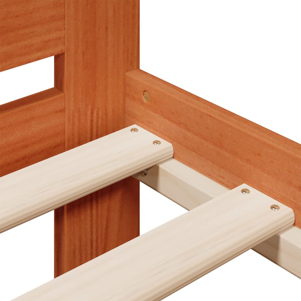 Cadre de lit sans matelas cire marron 140x200cm bois pin massif - XIOS