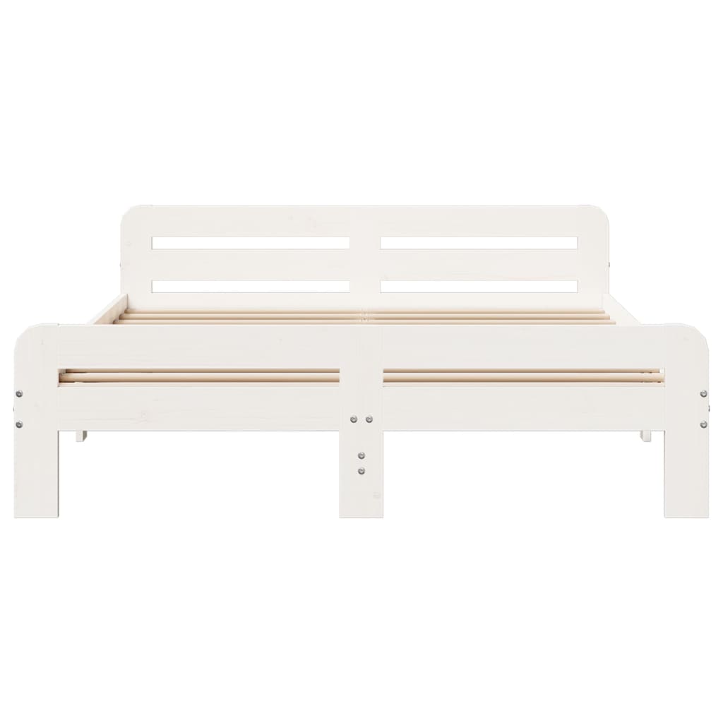 Cadre de lit sans matelas blanc 140x190 cm bois de pin massif - XIOS