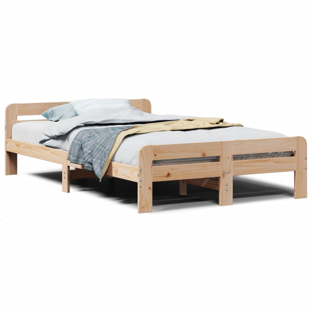 Cadre de lit sans matelas 135x190 cm bois de pin massif - XIOS