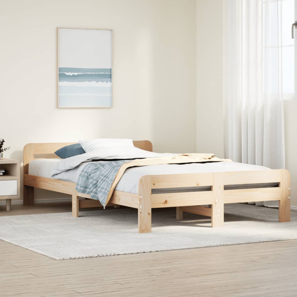 Cadre de lit sans matelas 135x190 cm bois de pin massif - XIOS