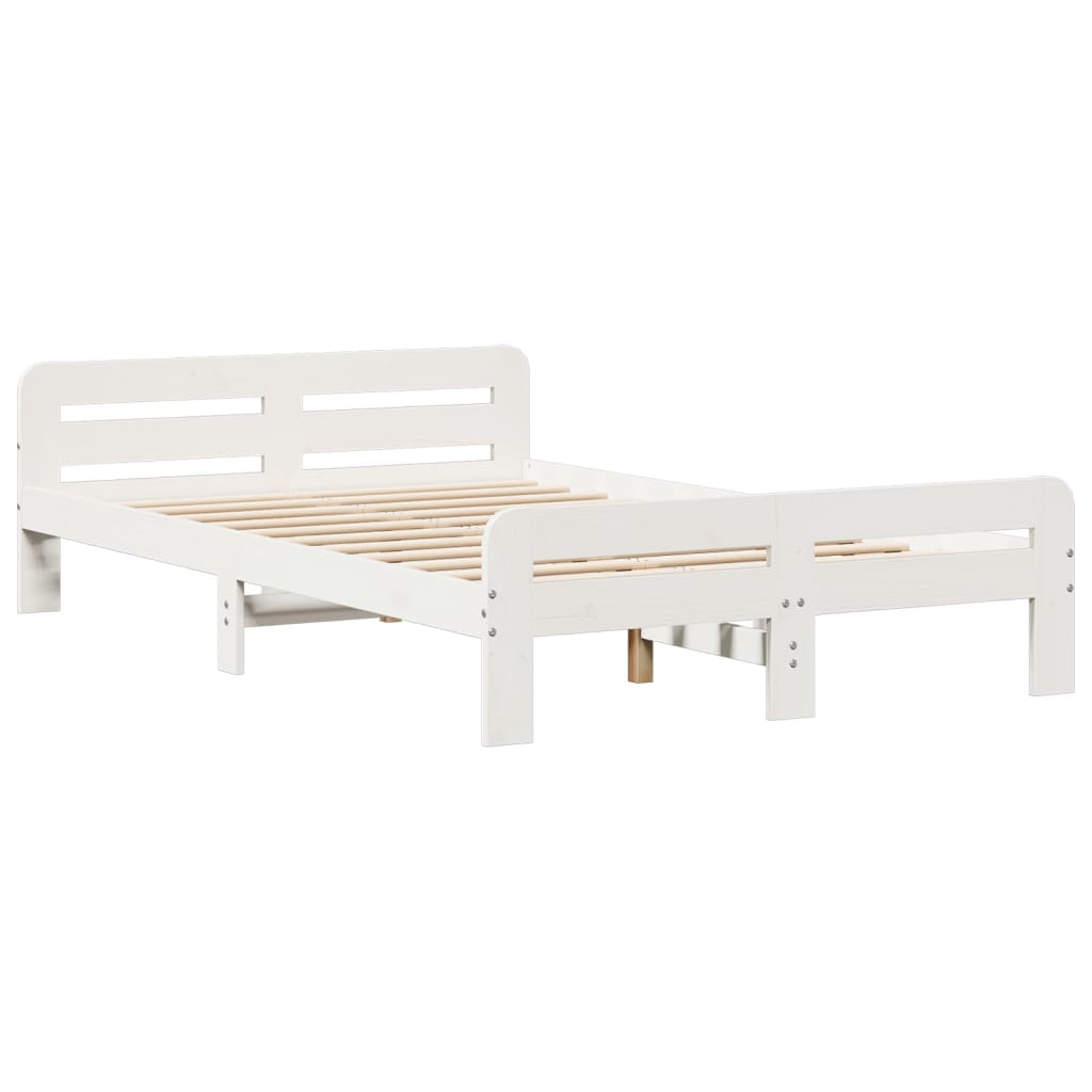 Cadre de lit sans matelas blanc 135x190 cm bois de pin massif - XIOS