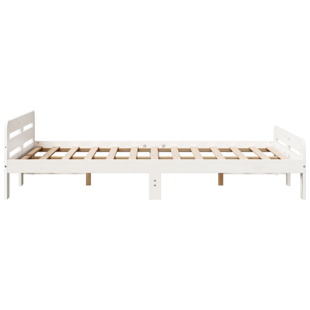 Cadre de lit sans matelas blanc 135x190 cm bois de pin massif - XIOS