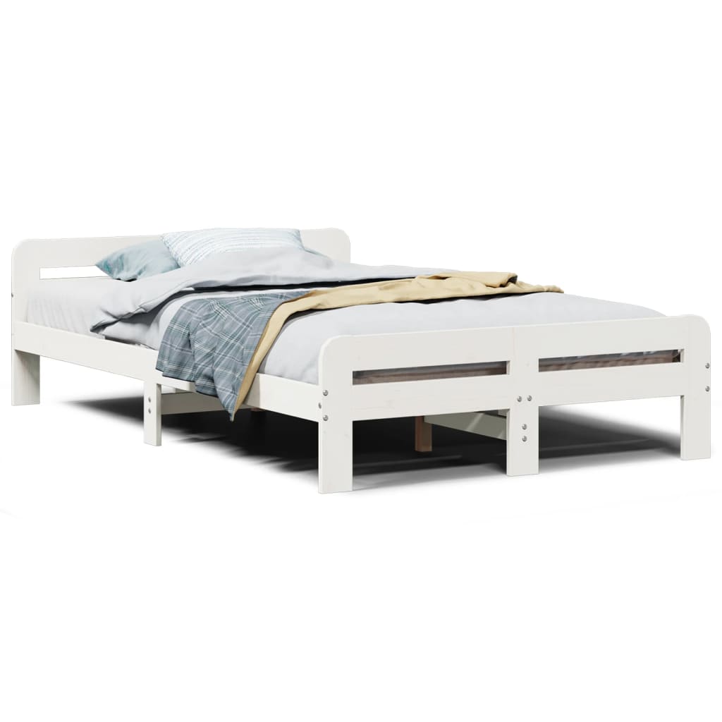 Cadre de lit sans matelas blanc 120x190 cm bois de pin massif - XIOS
