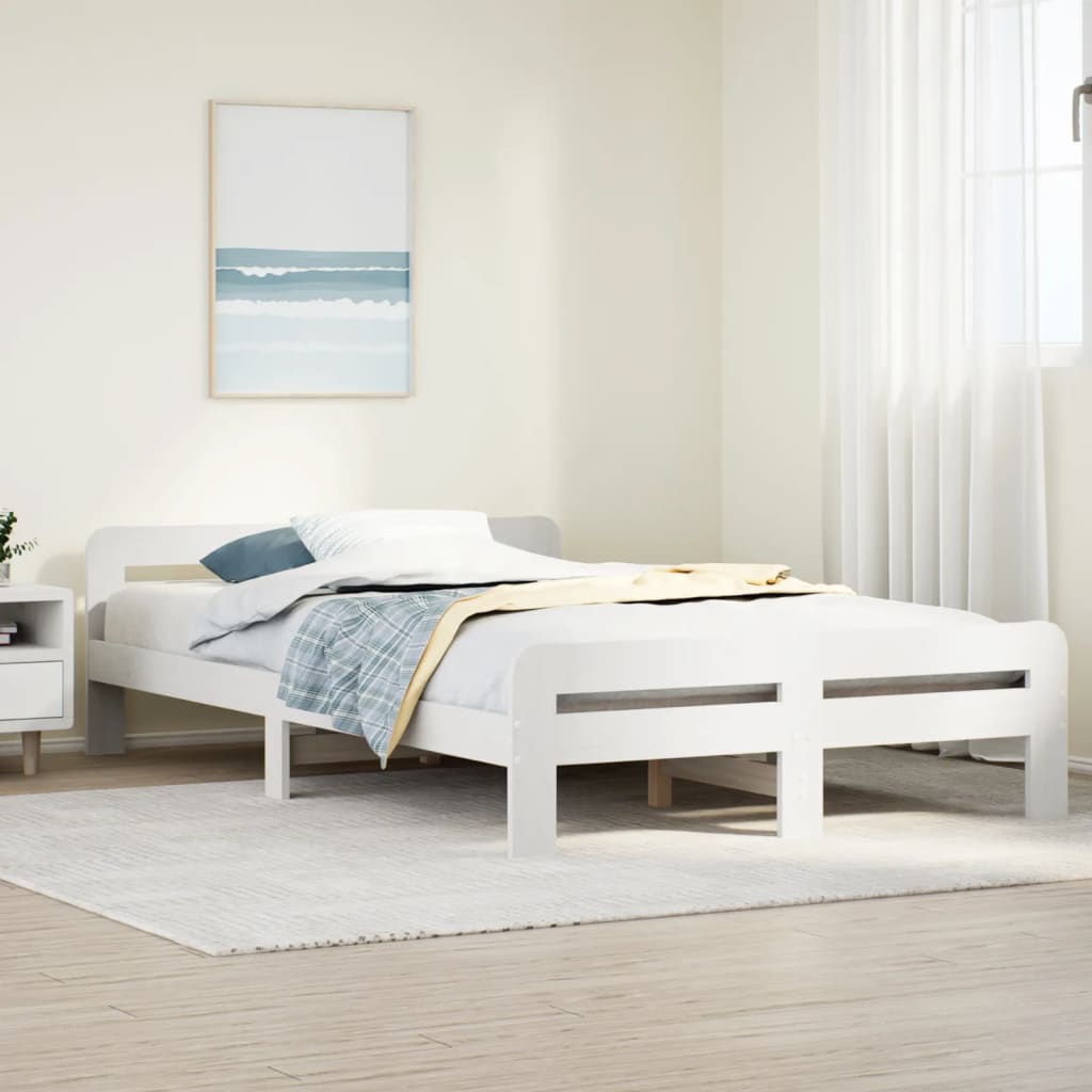 Cadre de lit sans matelas blanc 120x190 cm bois de pin massif - XIOS