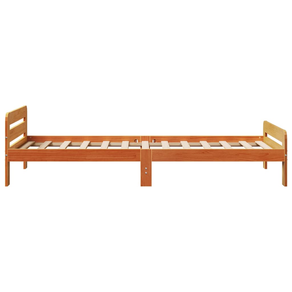Cadre de lit sans matelas cire marron 75x190 cm bois pin massif - XIOS
