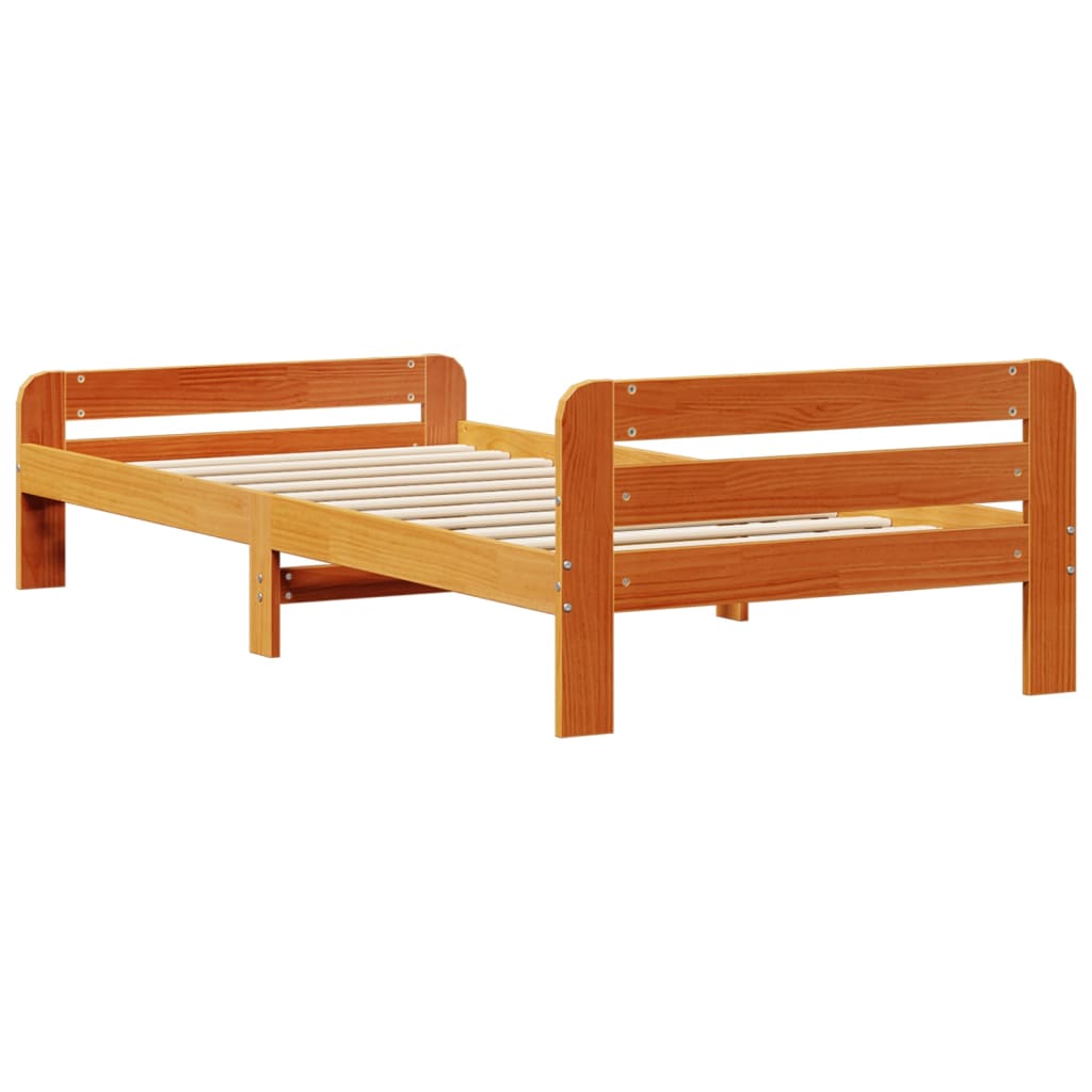 Cadre de lit sans matelas cire marron 75x190 cm bois pin massif - XIOS