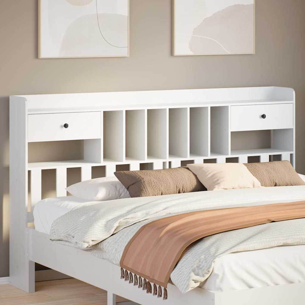 Tête de lit avec rangement blanc 180 cm bois massif de pin - XIOS
