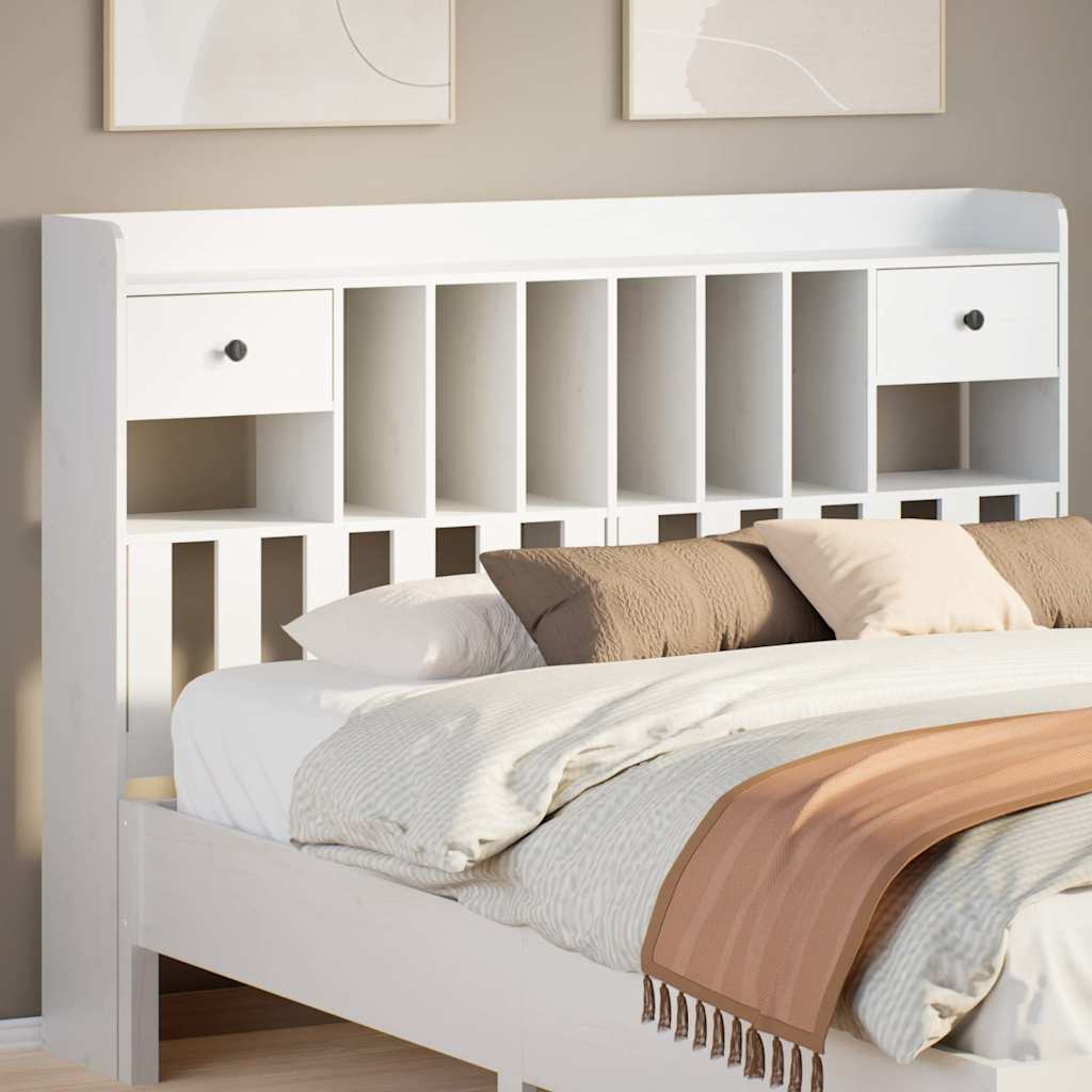 Tête de lit avec rangement blanc 160 cm bois massif de pin - XIOS