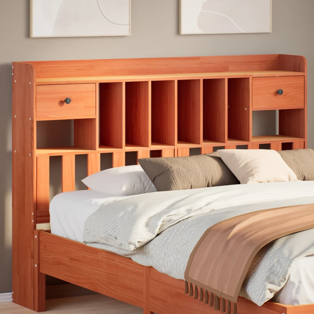 Tête de lit avec rangement cire marron 140cm bois massif de pin Têtes et pieds de lit vidaXL   