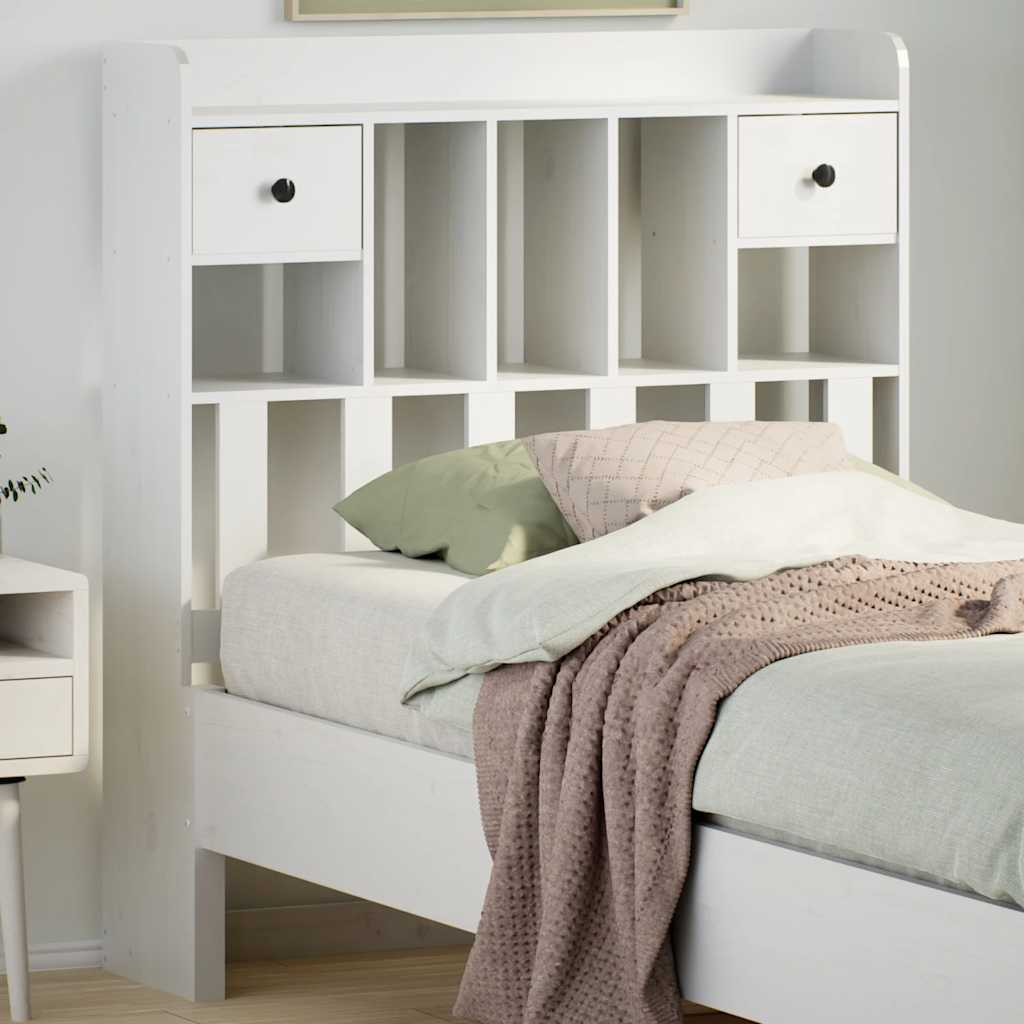 Tête de lit avec rangement blanc 75 cm bois massif de pin - XIOS