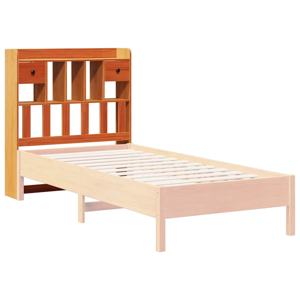 Tête de lit avec rangement cire marron 75 cm bois massif de pin - XIOS
