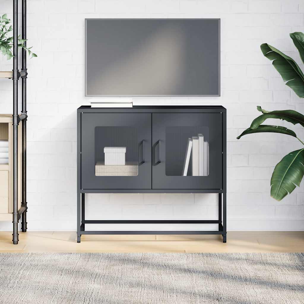Meuble TV anthracite 68x39x60,5 cm acier laminé à froid - XIOS