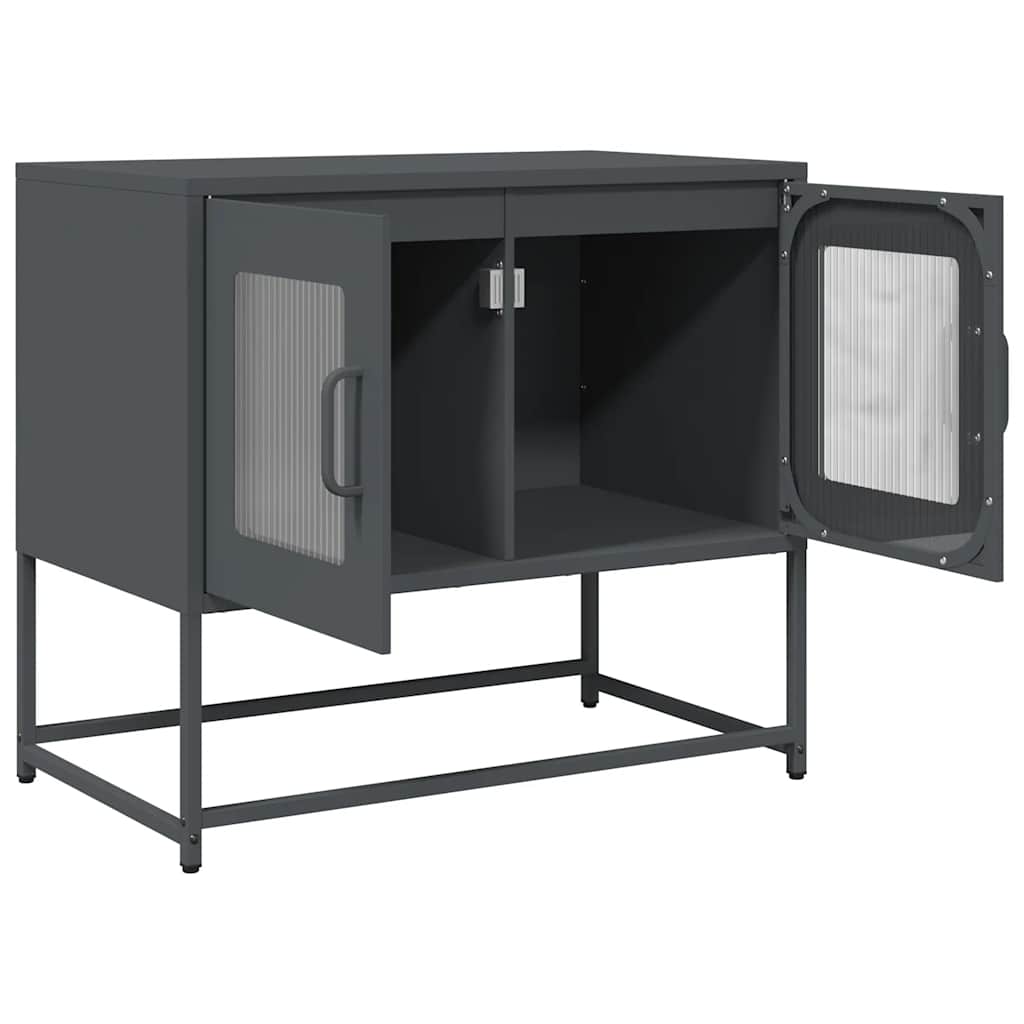 Meuble TV anthracite 68x39x60,5 cm acier laminé à froid - XIOS