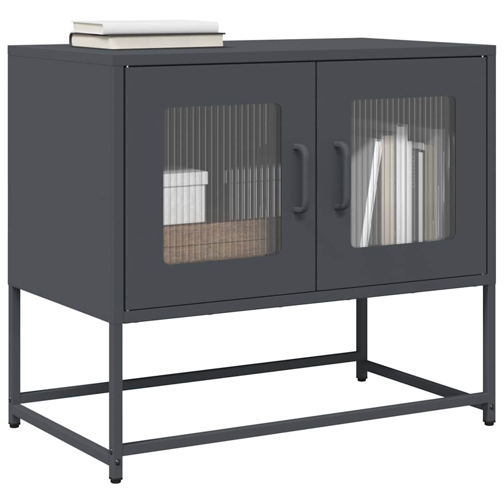 Meuble TV anthracite 68x39x60,5 cm acier laminé à froid - XIOS