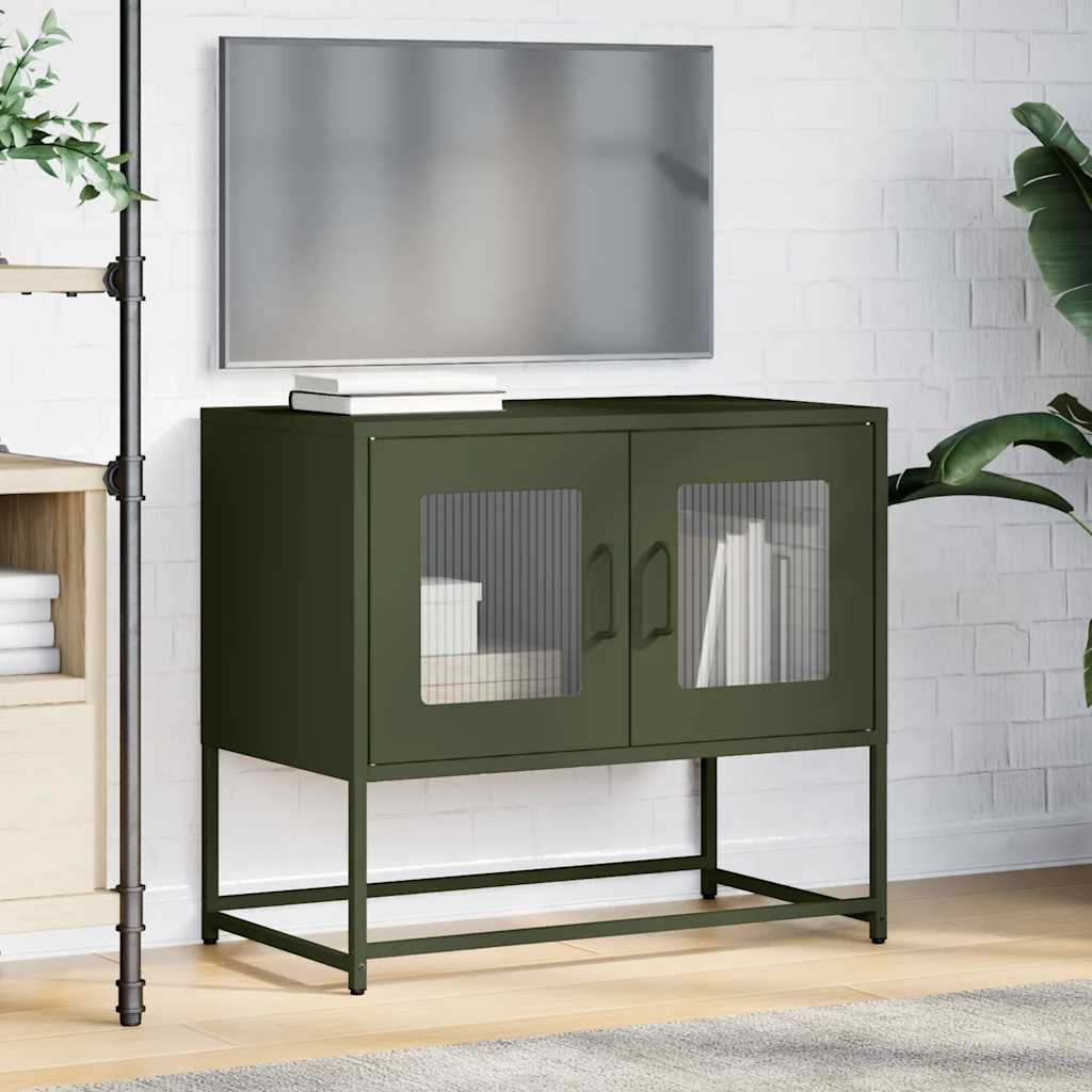 Meuble TV vert olive 68x39x60,5 cm acier laminé à froid - XIOS