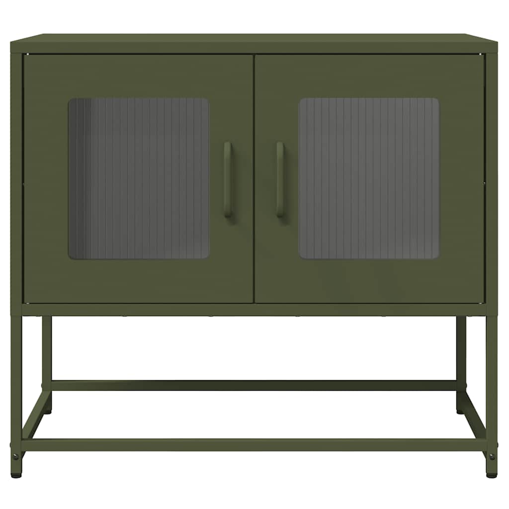 Meuble TV vert olive 68x39x60,5 cm acier laminé à froid - XIOS