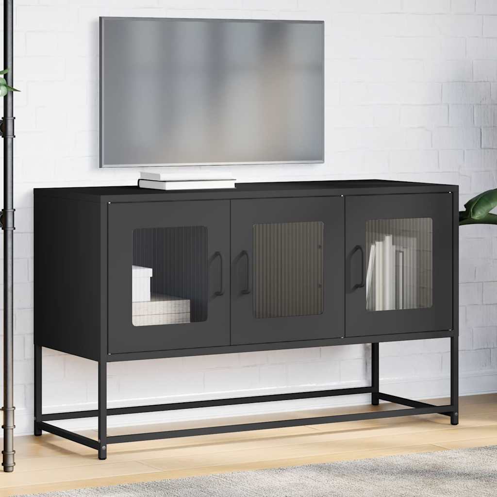 Meuble TV noir 100,5x39x60,5 cm acier laminé à froid - XIOS