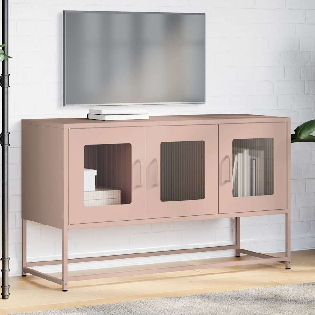 Meuble TV rose 100,5x39x60,5 cm acier laminé à froid - XIOS