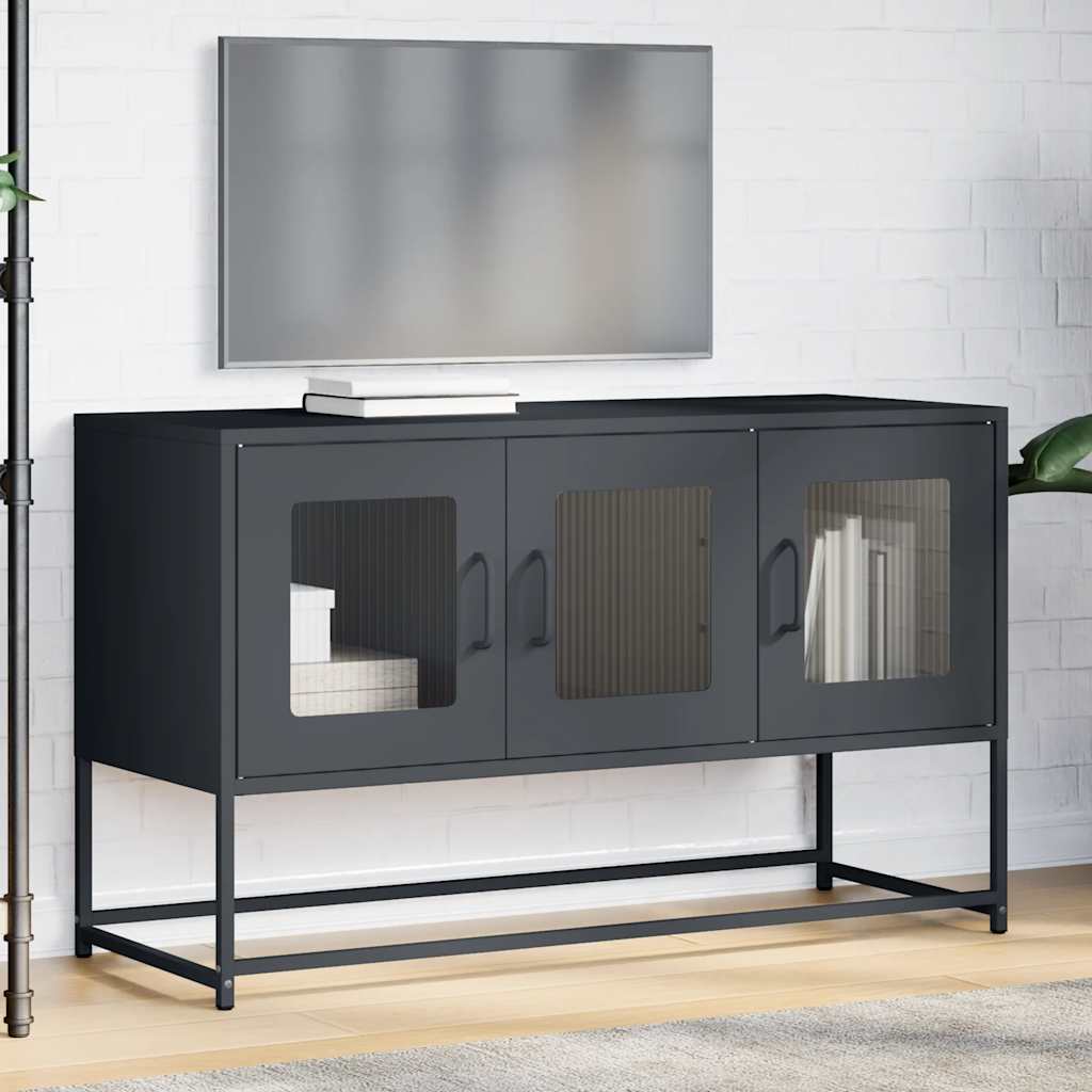 Meuble TV anthracite 100,5x39x60,5 cm acier laminé à froid - XIOS