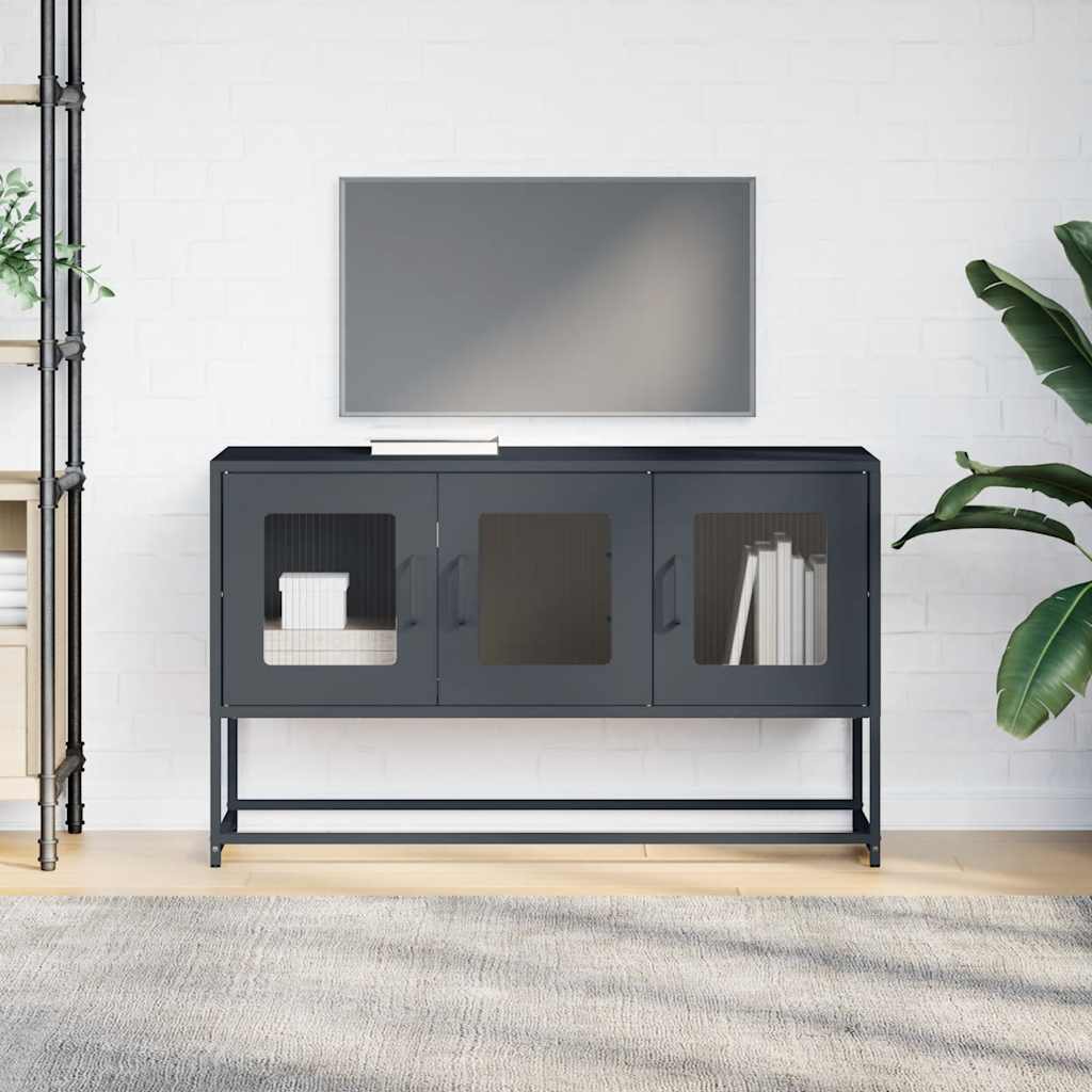 Meuble TV anthracite 100,5x39x60,5 cm acier laminé à froid - XIOS