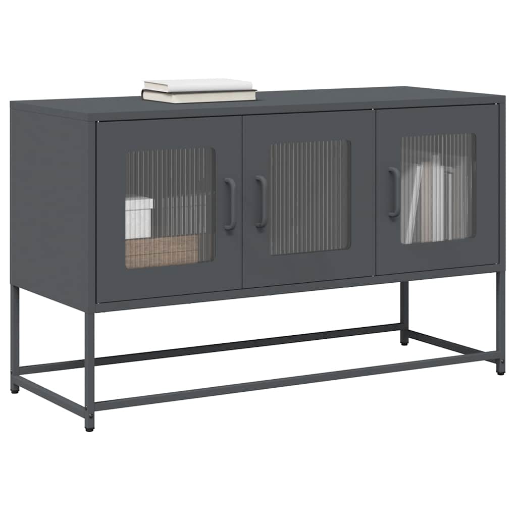 Meuble TV anthracite 100,5x39x60,5 cm acier laminé à froid - XIOS