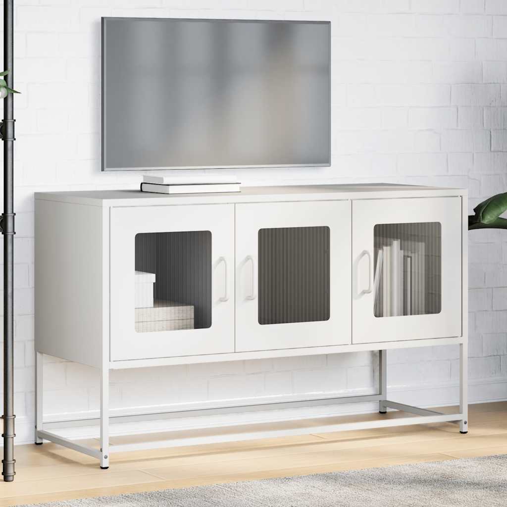 Meuble TV blanc 100,5x39x60,5 cm acier laminé à froid - XIOS
