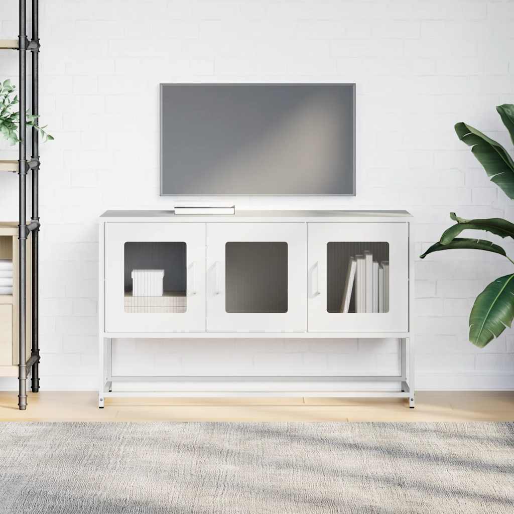 Meuble TV blanc 100,5x39x60,5 cm acier laminé à froid - XIOS