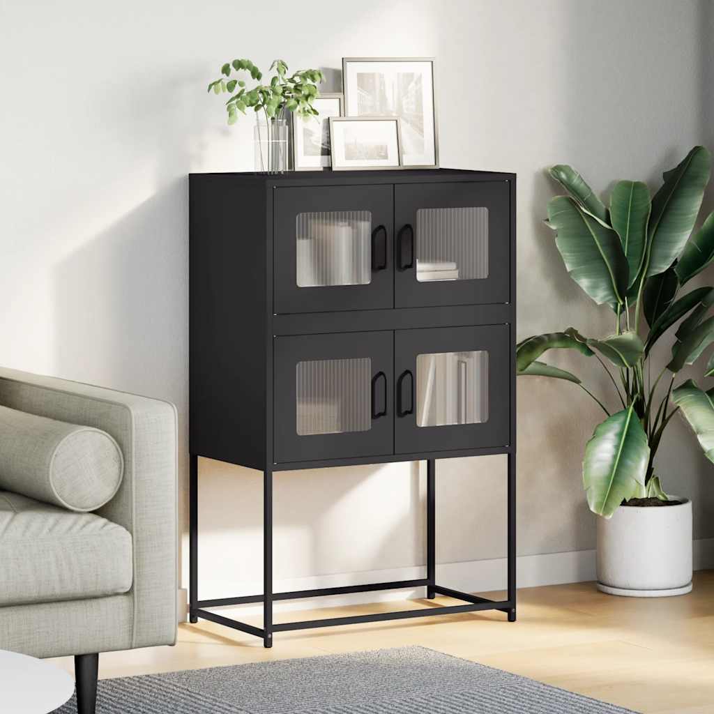 Buffet haut noir 68x39x107 cm acier - XIOS