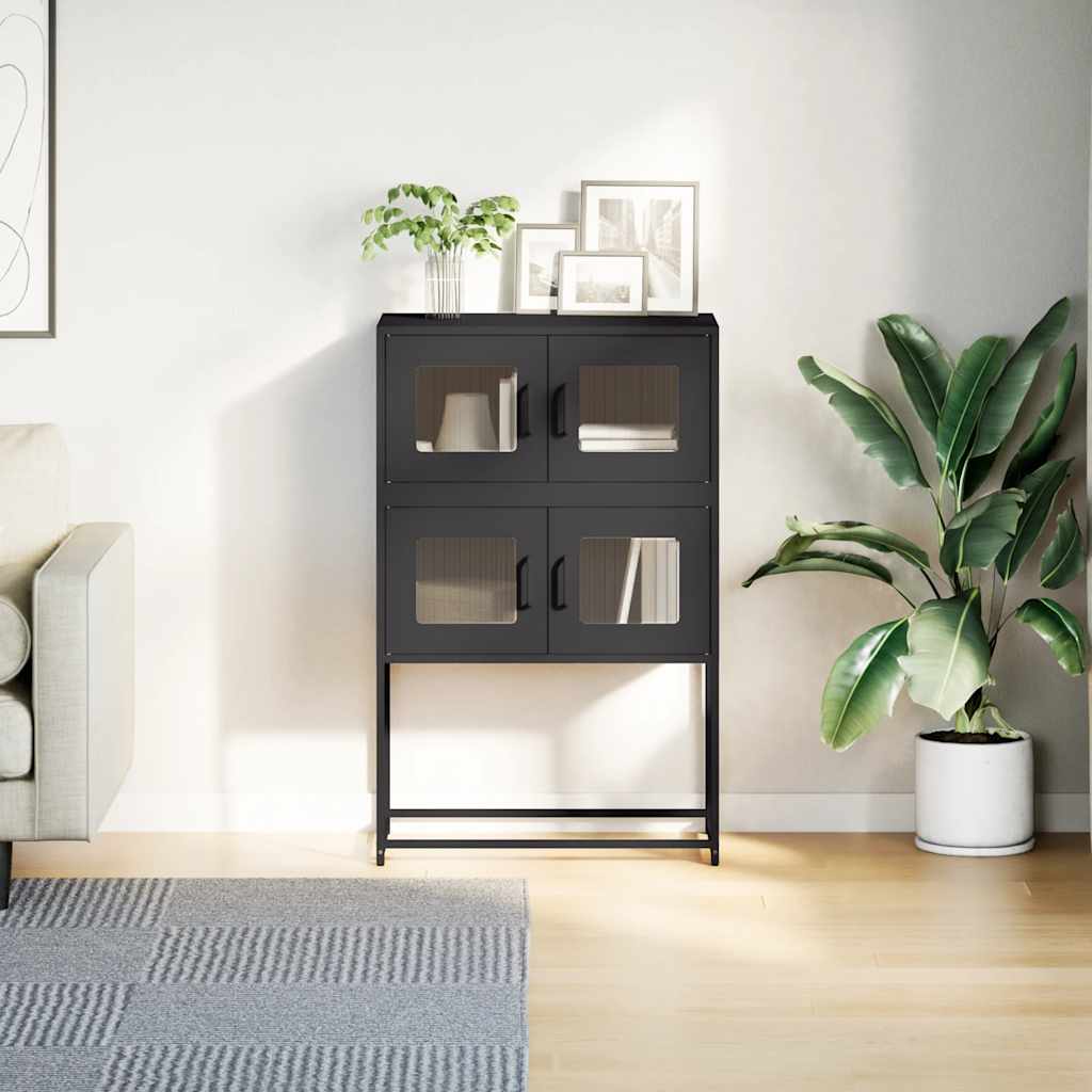 Buffet haut noir 68x39x107 cm acier - XIOS
