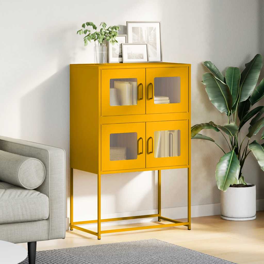 Buffet haut jaune moutarde 68x39x107 cm acier - XIOS