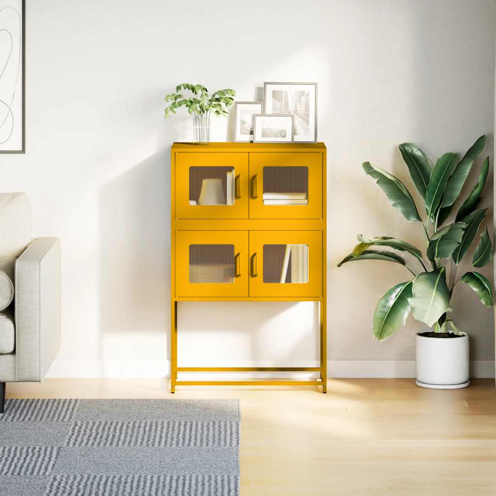 Buffet haut jaune moutarde 68x39x107 cm acier - XIOS