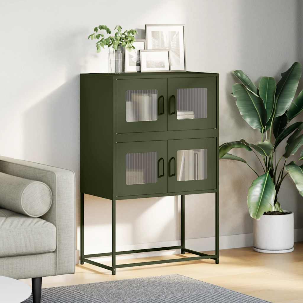Buffet haut vert olive 68x39x107 cm acier - XIOS