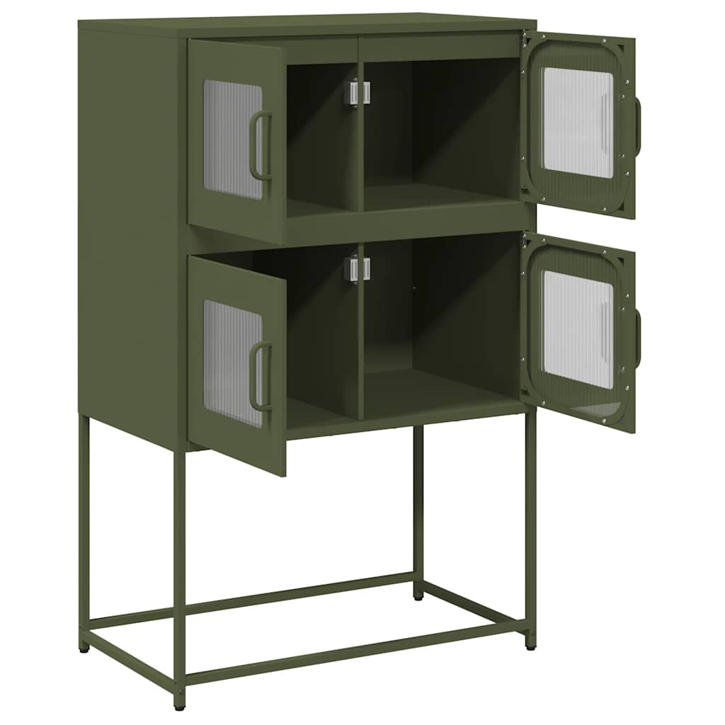 Buffet haut vert olive 68x39x107 cm acier - XIOS