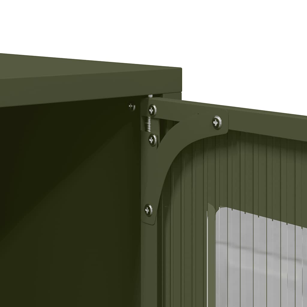 Buffet haut vert olive 68x39x107 cm acier - XIOS