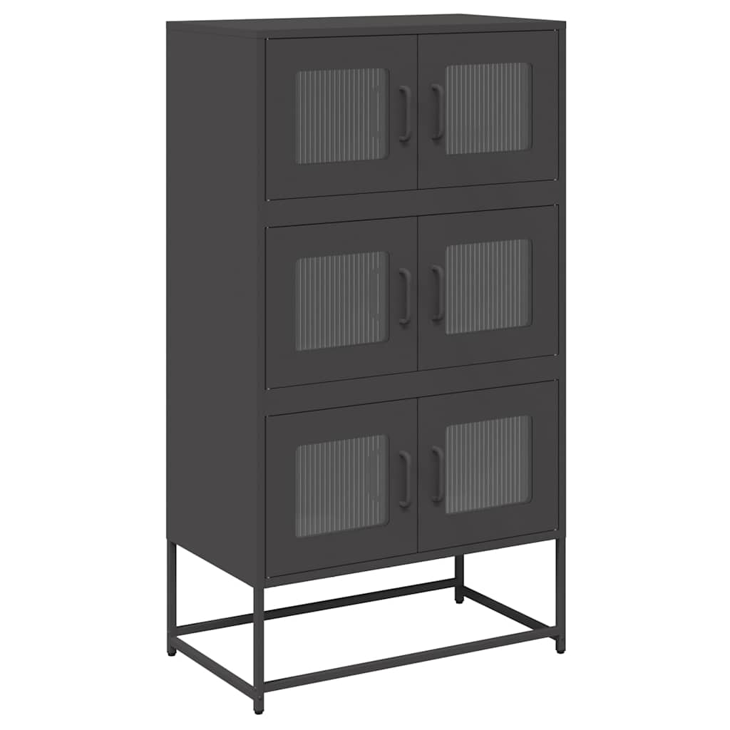 Buffet haut noir 68x39x123 cm acier