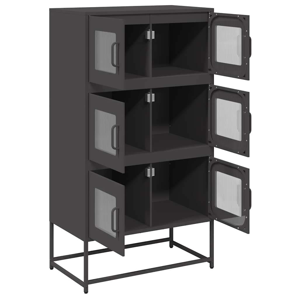Buffet haut noir 68x39x123 cm acier