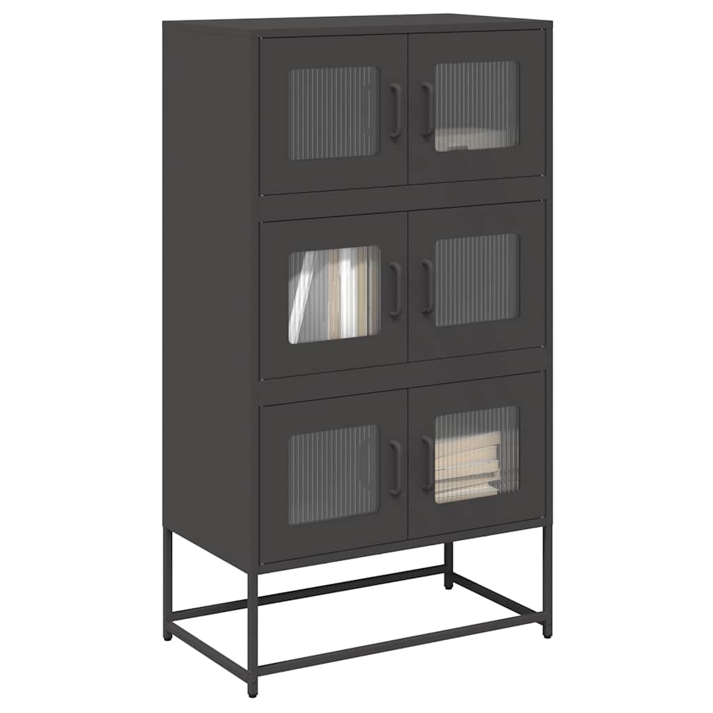 Buffet haut noir 68x39x123 cm acier