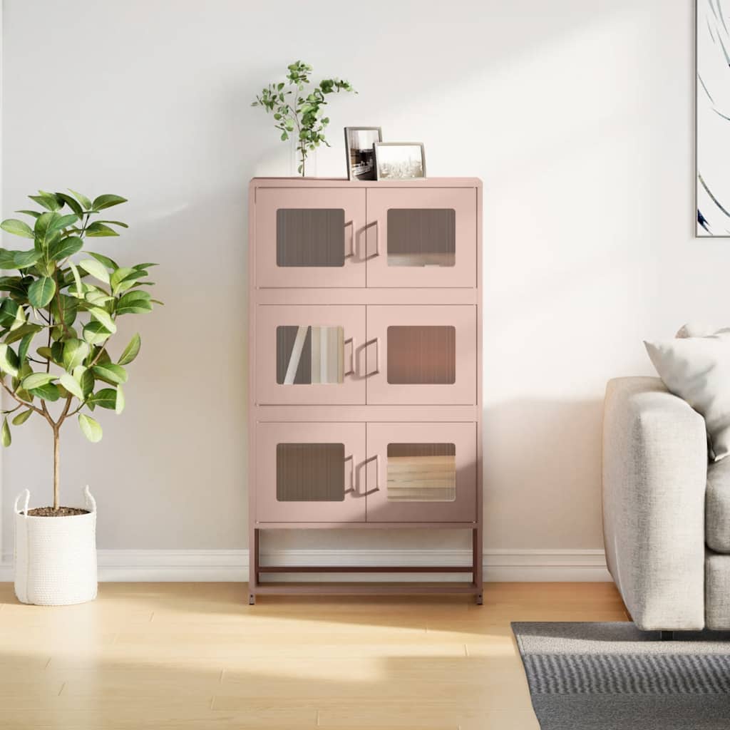 Buffet haut rose 68x39x123 cm acier - XIOS