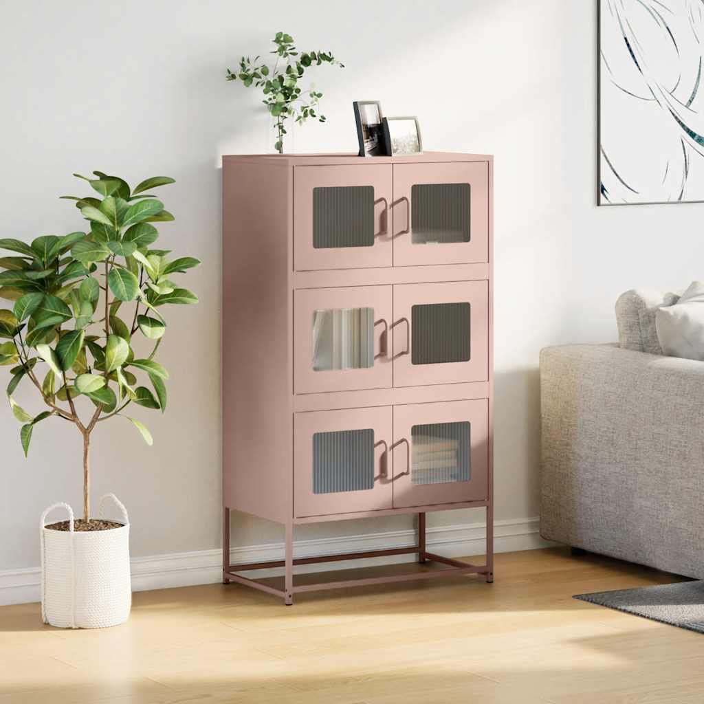 Buffet haut rose 68x39x123 cm acier - XIOS