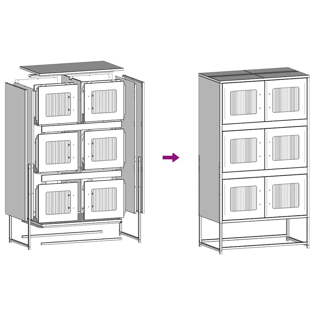 Buffet haut rose 68x39x123 cm acier - XIOS