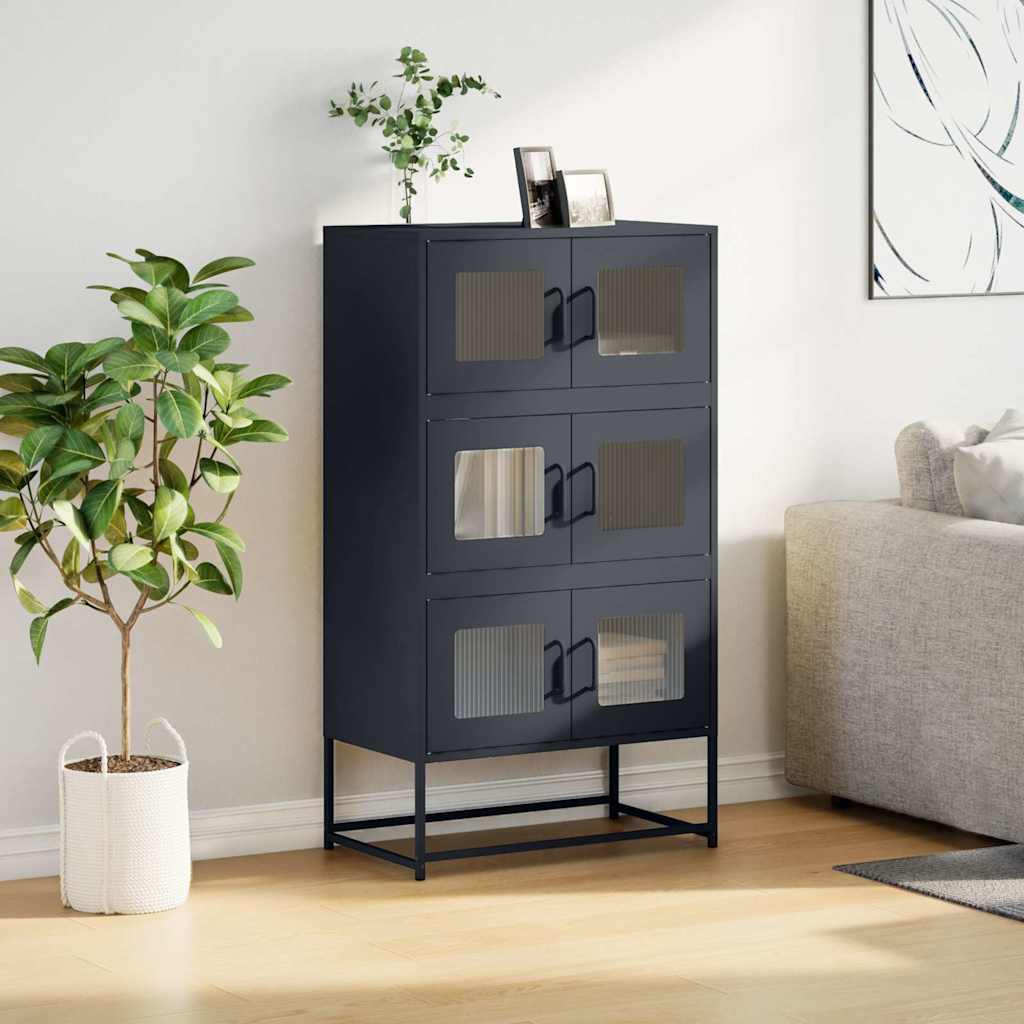 Buffet haut anthracite 68x39x123 cm acier - XIOS