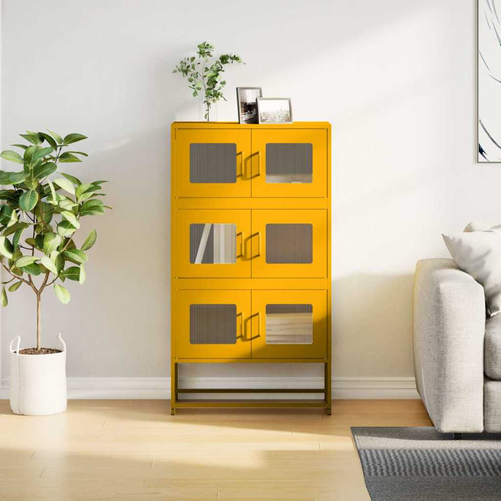 Buffet haut jaune moutarde 68x39x123 cm acier