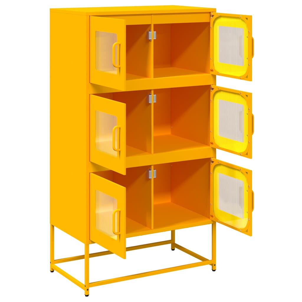 Buffet haut jaune moutarde 68x39x123 cm acier