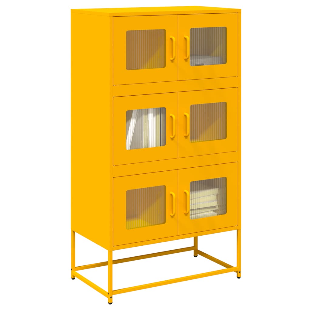 Buffet haut jaune moutarde 68x39x123 cm acier