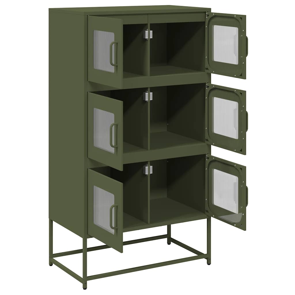 Buffet haut vert olive 68x39x123 cm acier - XIOS